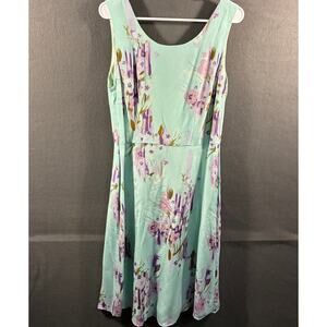 rabbit women silk dress 12 large mint floral graduation wedding event mother